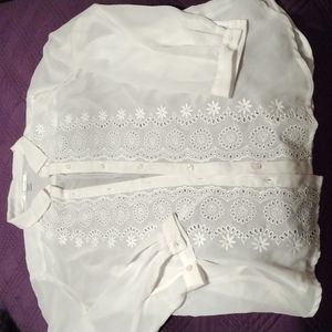 White Embroidered Lauren Conrad Top